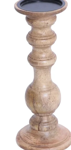 Intratuin House of Nature Kerzenständer Delger Holz D 12 H 30 cm| Kerzenständer