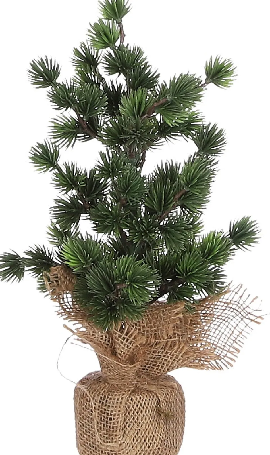 Intratuin House of Seasons Künstlicher Weihnachtsbaum mit Jute-Fuß D 17 H 34 cm mit 10 LEDs warmweiß| Künstliche Weihnachtsbäume