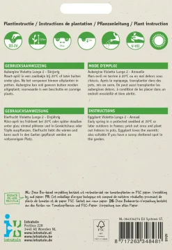 Intratuin Aubergine (Solanum melongena 'Violetta Lunga 2') Samen| Gemüsesamen|Saatgut