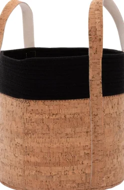 Intratuin Aufbewahrungskorb Xue schwarz / Kork D 25 H 25 cm| Aufbewahrung