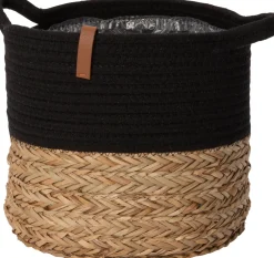 Intratuin Aufbewahrungskorb Floro natur / schwarz D 30 H 26 cm| Aufbewahrung