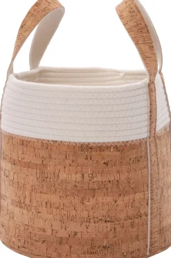 Intratuin Aufbewahrungskorb Julan weiß / Kork D 25 H 25 cm| Aufbewahrung