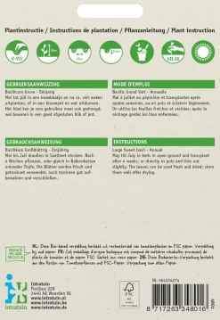 Intratuin Basilikum großblättrig (Ocimum basilicum) Samen| Kräutersamen|Saatgut