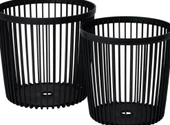 Intratuin Beistelltisch mit Korb schwarz / naturell D 39 H 38 cm 2 St.| Pflanztische & -Regale