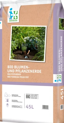 Intratuin Bio Blumen- und Pflanzenerde 45 l| Pflanzerde & Substrat|Gartenerde
