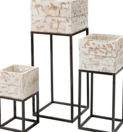 Intratuin Blumenkasten Kyra mit Ständer weiß / Holz 22 x 22 x 54 cm| Blumentöpfe|Blumentöpfe & Pflanzgefäße