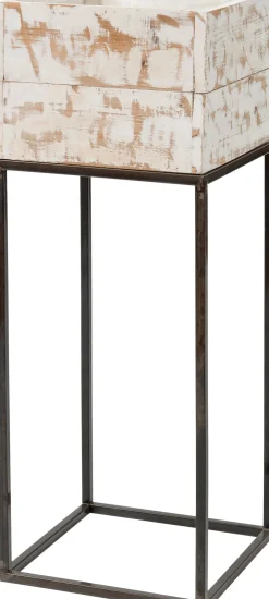 Intratuin Blumenkasten Kyra mit Ständer weiß / Holz 28 x 28 x 75 cm| Blumentöpfe|Blumentöpfe & Pflanzgefäße