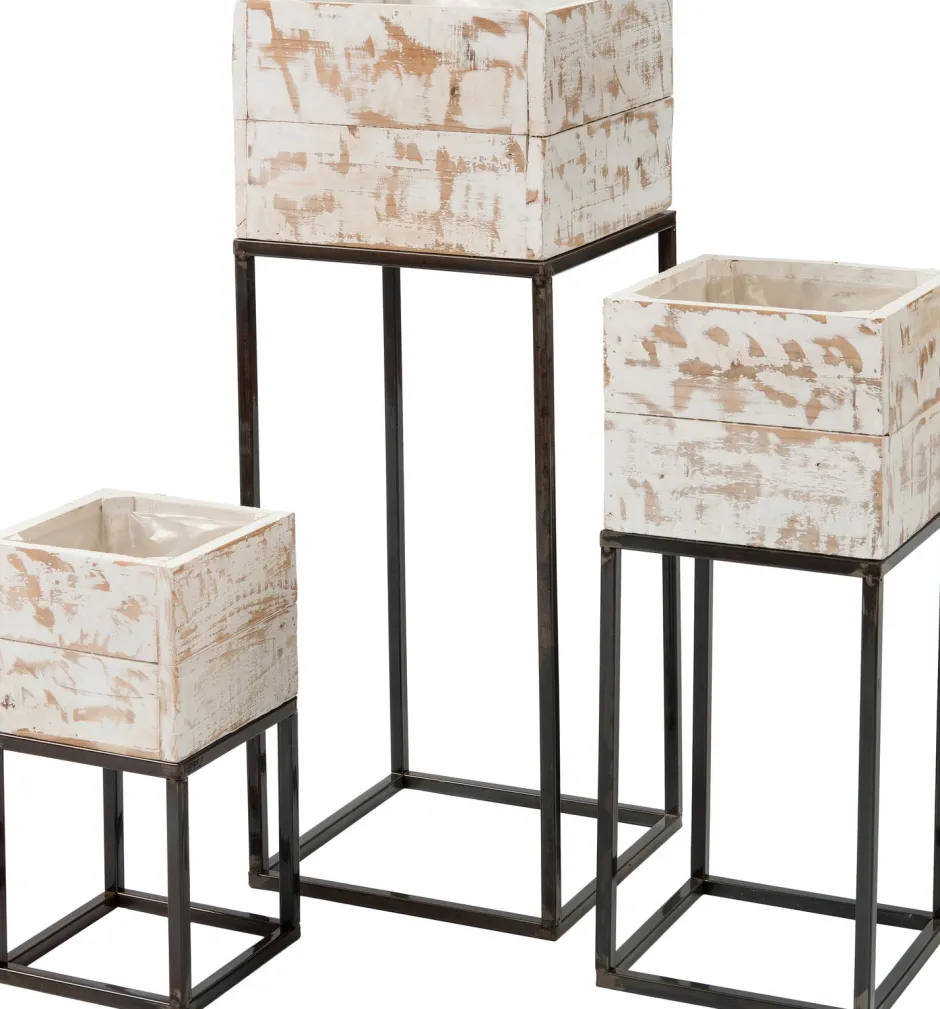 Intratuin Blumenkasten Kyra mit Ständer weiß / Holz 28 x 28 x 75 cm| Blumentöpfe|Blumentöpfe & Pflanzgefäße