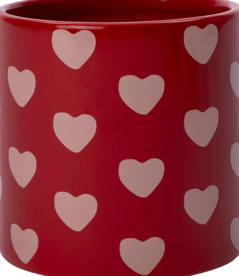 Intratuin Blumentopf Herzen rot D 14 H 13 cm| Blumentöpfe & Pflanzgefäße|Blumentöpfe