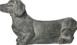 Intratuin Blumentopf Hund 51 x 17 x 30 cm grau| Pflanzkübel|Blumentöpfe & Pflanzgefäße