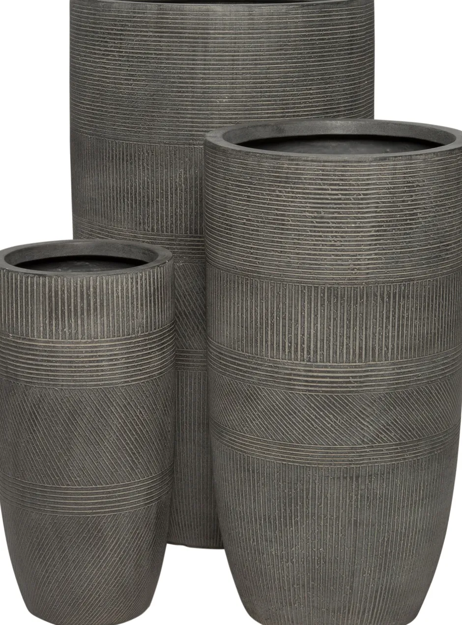 Intratuin Blumentopf Lijnen D 43 cm H 78 cm grau| Blumentöpfe|Blumentöpfe & Pflanzgefäße