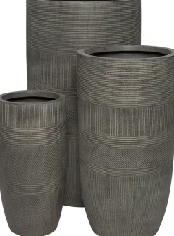 Intratuin Blumentopf Lijnen D 34 cm H 63 cm grau| Blumentöpfe|Blumentöpfe & Pflanzgefäße