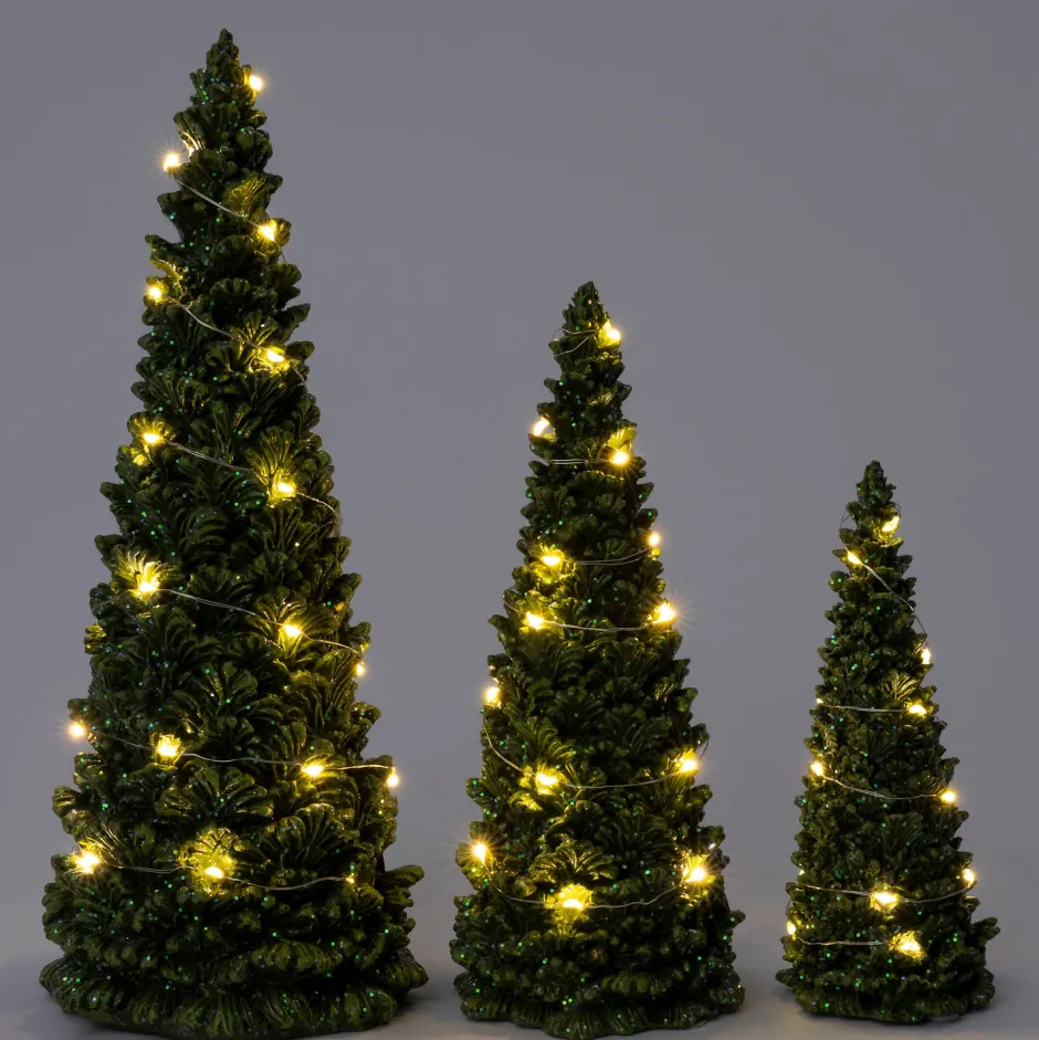 Intratuin Dekobaum Briann grün mit Beleuchtung D 7,5 H 18 cm| Weihnachtsfiguren & -Objekte