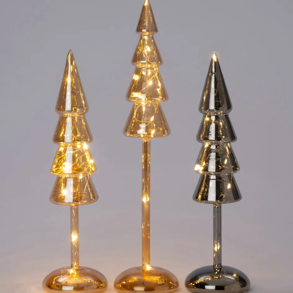 Intratuin Dekobaum Kiran grau mit Beleuchtung D 9,3 H 40 cm| Weihnachtsfiguren & -Objekte