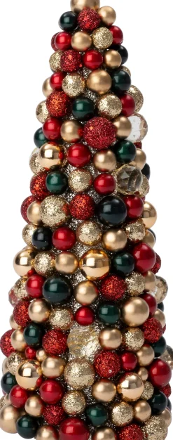 Intratuin Deko-Baum Trevi kerstbal rot / grün / gold D 16 H 36 cm| Weihnachtsfiguren & -Objekte