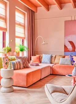 Intratuin Dekokissen Hanoi orange/weiß 45 x 45 cm| Kissen|Dekokissen