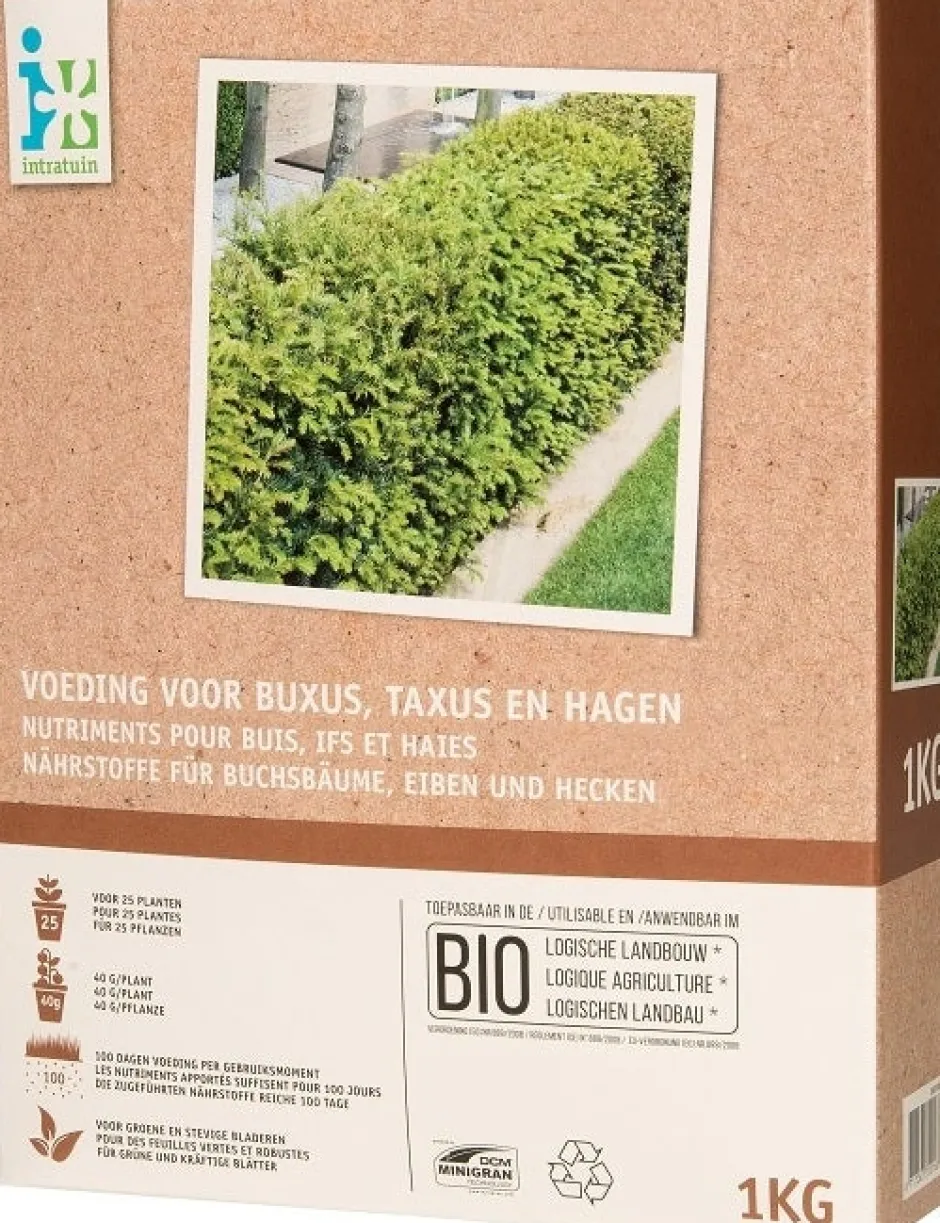 Intratuin Dünger für Buchsbäume und Eiben Bio 1 kg| Dünger & Pflege|Rasen- & Blumendünger