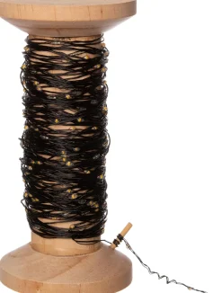 Intratuin Drahtlichterkette schwarz auf Rolle mit 200 Lämpchen warmweiß D 7,5 H 15 cm| Mini- & Drahtlichterketten