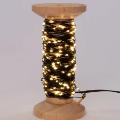 Intratuin Drahtlichterkette schwarz auf Rolle mit 200 Lämpchen warmweiß D 7,5 H 15 cm| Mini- & Drahtlichterketten