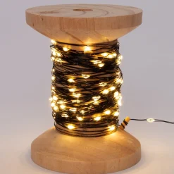 Intratuin Drahtlichterkette schwarz auf Rolle mit 100 Lämpchen warmweiß D 7 H 9,5 cm| Mini- & Drahtlichterketten