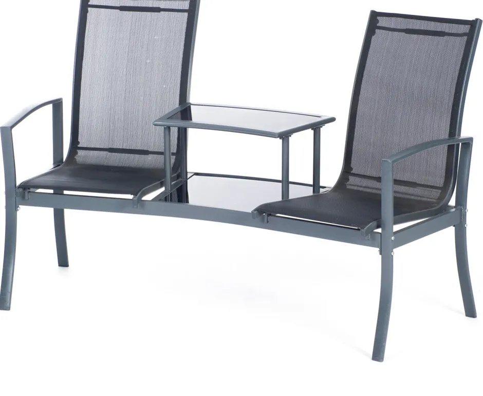 Intratuin Gartenbank Dalian mit Tisch anthrazit| Gartenbänke