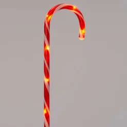 Intratuin Gartenstecker Zuckerstange mit Timer rot/weiß 13 x 2 x 53 cm 4 St.| Weihnachtsfiguren (Außen)