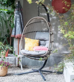 Intratuin Hängesessel mit Gestell klappbar Pax grau| Gartenstühle|Hängesessel