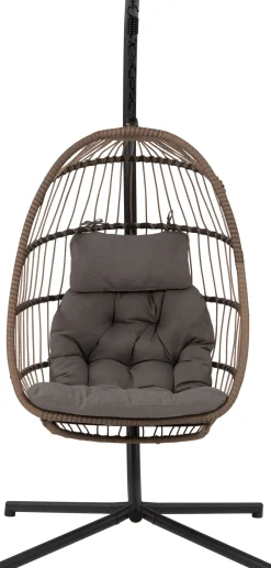 Intratuin Hängesessel mit Gestell klappbar Pax taupe| Gartenstühle|Hängesessel
