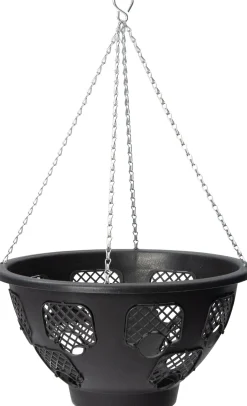 Intratuin Hängetopf schwarz 36 x 36 x 39 cm| Blumenampeln & Hängetöpfe|Blumentöpfe & Pflanzgefäße