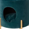 Intratuin Hocker mit Katzenkorb blau D 35 H 39 cm| Poufs|Katzenbetten & -Körbe