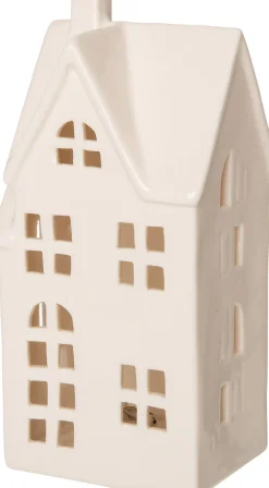 Intratuin Häuschen Gerry weiß mit LED 8,3 x 7 x 17 cm| Weihnachtsfiguren & -Objekte