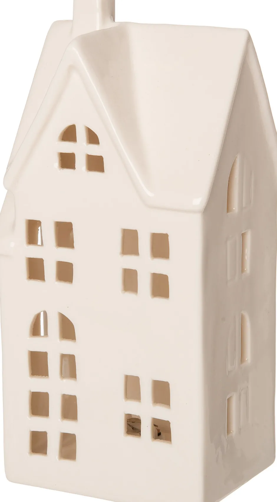 Intratuin Häuschen Gerry weiß mit LED 8,3 x 7 x 17 cm| Weihnachtsfiguren & -Objekte