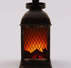 Intratuin Kamin schwarz / gold 10,4 x 10,4 x 24 cm| Weihnachtsleuchten