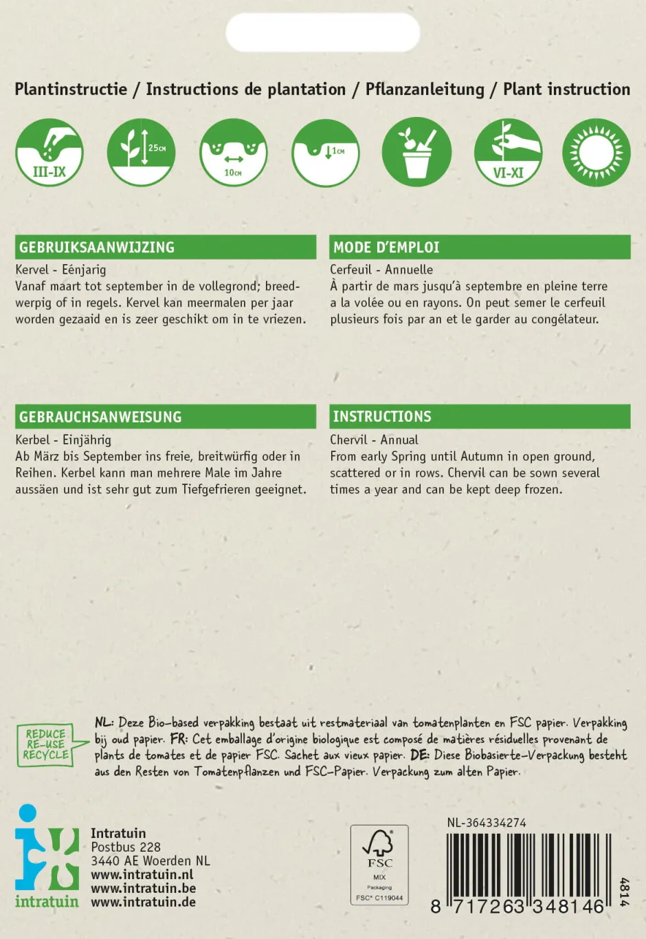 Intratuin Kerbel (Anthriscus cerefolium) Samen| Kräutersamen|Saatgut