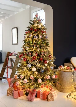 Intratuin Künstlicher Weihnachtsbaum Glis mit LED-Beleuchtung D 140 H 215 cm frosted-grün| Künstliche Weihnachtsbäume