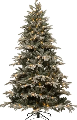 Intratuin Künstlicher Weihnachtsbaum Glis frosted grün H 185 cm mit 270 LEDs warmweiß| Künstliche Weihnachtsbäume