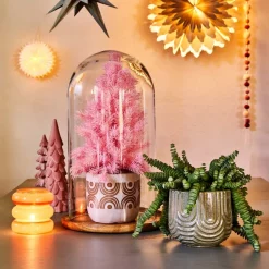 Intratuin Künstlicher Weihnachtsbaum im Topf rosa D 23 H 50 cm| Künstliche Weihnachtsbäume