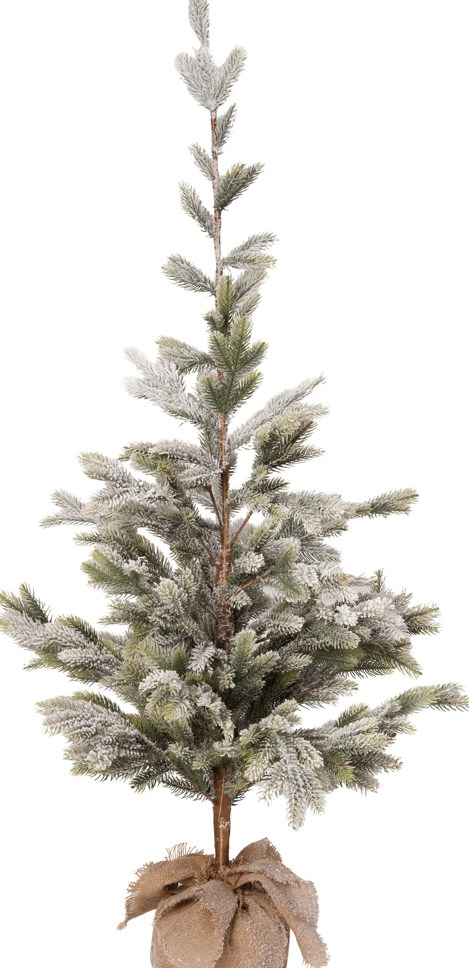 Intratuin künstlicher Weihnachtsbaum mit Schnee grün mit Jute-Fuß D 50 H 150 cm| Künstliche Weihnachtsbäume