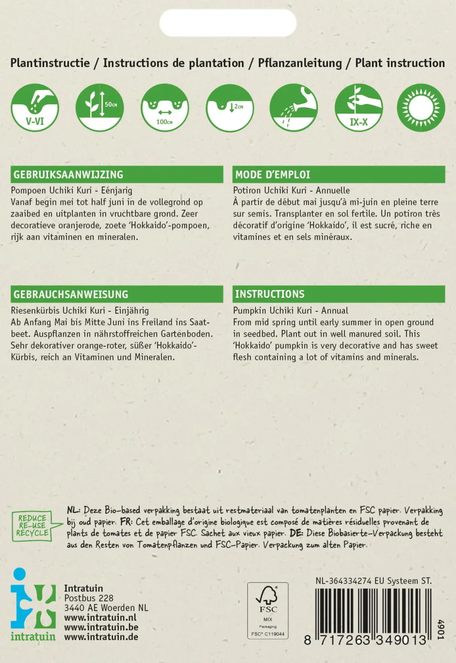 Intratuin Kürbis (Cucurbita maxima 'Uchiki Kuri') Samen| Gemüsesamen|Saatgut