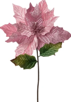 Intratuin Kunstblume Weihnachtsstern mit Glitzer rosa 50 cm| Kunstblumen
