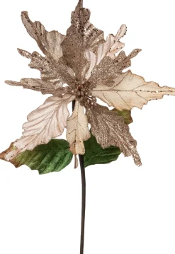 Intratuin Kunstblume Weihnachtsstern mit Glitzer gold 50 cm| Kunstblumen