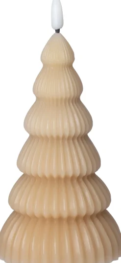 Intratuin LED Stumpenkerze Weihnachtsbaum Juna hellbraun D 8,5 H 17,5 cm| Led Kerzen