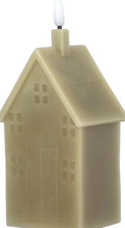 Intratuin LED Stumpenkerze Haus Tebi grün 8 x 8 x 14,5 cm| Led Kerzen