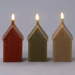 Intratuin LED Stumpenkerze Haus Tebi grün 7,5 x 7,5 x 17,5 cm| Led Kerzen