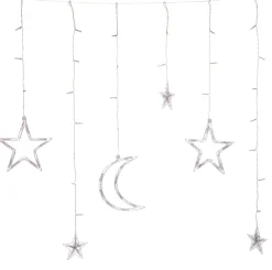 Intratuin Lichtervorhang Stern und Mond mit 92 LEDs warmweiß L 100 cm| Lichtervorhänge