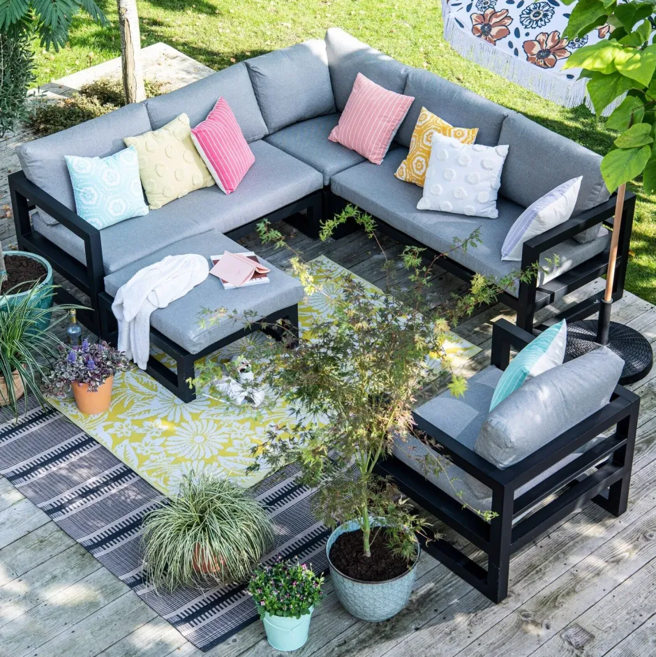 Intratuin Lounge-Set Nola 4-Sitzer Aluminium grau| Lounge-Sets|Lounge-Sets