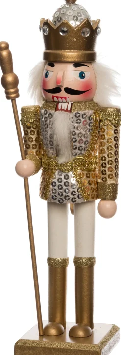 Intratuin Nussknacker gold / silber 9 x 7,5 x 30 cm| Weihnachtsfiguren & -Objekte