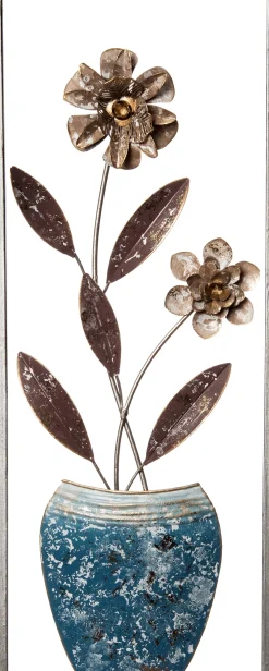 Intratuin Outdoor-Wanddeko Blume braun / blau 20 x 51 x 2,5 cm| Outdoor-Wanddeko