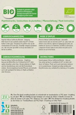 Intratuin Paprika (Capsicum annuum 'Yellow California Wonder') (BIO) Samen| Gemüsesamen|Saatgut