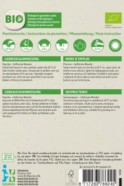 Intratuin Paprika (Capsucum annuum 'California Wonder') (BIO) Samen| Gemüsesamen|Saatgut